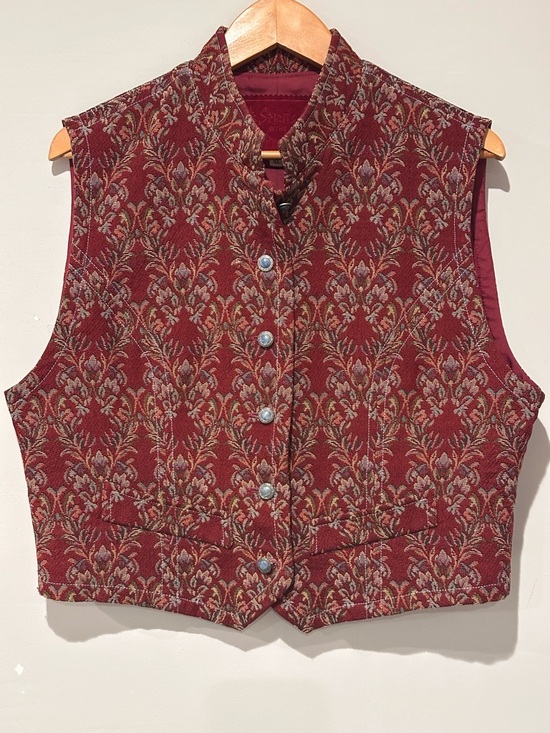 Spirit Jackets & Blazers - Vintage Tapestry Vest Red Floral Western Boho Button Front Size XL